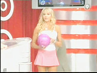 Blonde was playing bowling and didnt know her fresh panty upskirt had been recorded on the voyeur camera.